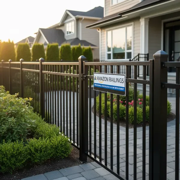 Durable aluminum fence railings for property boundaries